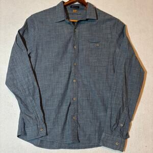 Tailor Vintage Luxe Performance Men's Size XL Cotton Blend Button Up Shirt Blue